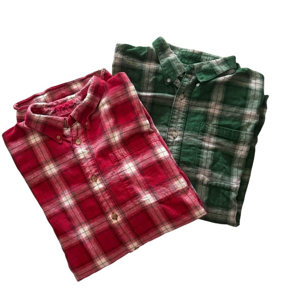 Cabela’s Red & Green Plaid Button-Up Shirts – Men’s XL